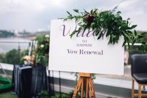 vow renewal at wedding anniversary on a yacht