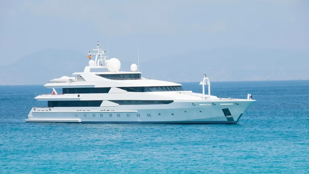 White luxury yacht on blue sea